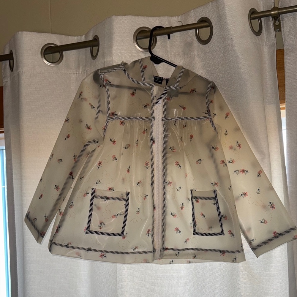 Floral and bee Kids rain Jacket with Hood